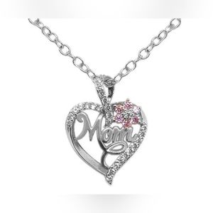 Elegant Heart Flower Mom Pendant & Necklace